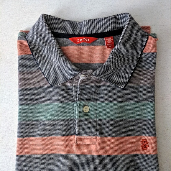 Izod Multicolored Striped Rainbow Polo Size XL - Picture 7 of 8